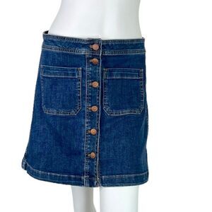 Madewell Stretch Denim A-Line Mini Skirt Salisbury Wash Patch Pocket Edition 8